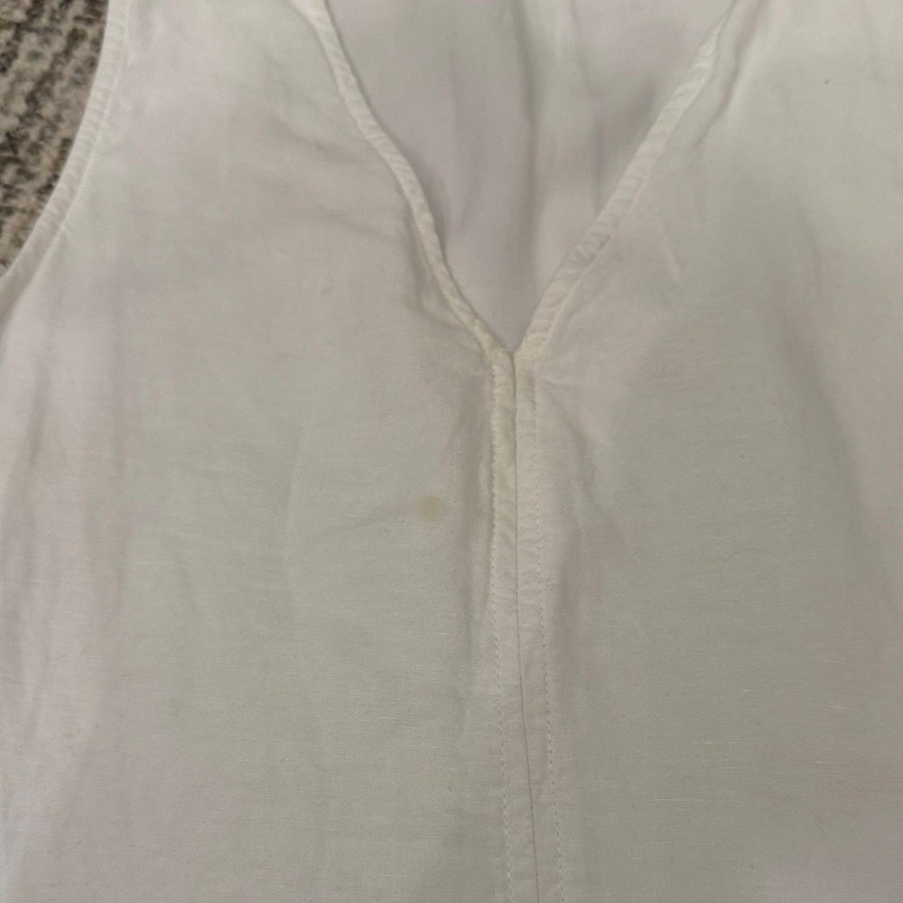 Splendid White Sleeveless V-Neck Cotton Mini Dress - Picture 4 of 6